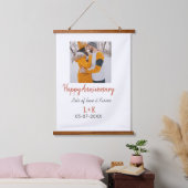 Modern boho happy anniversary naam toevoegen datum hangend wandkleed (Slaapkamer)