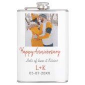 Modern boho happy anniversary naam toevoegen datum heupfles (Voorkant)