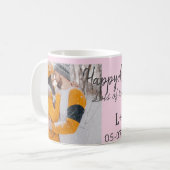 Modern boho happy anniversary naam toevoegen datum koffiemok (Voorkant links)