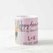Modern boho happy anniversary naam toevoegen datum koffiemok (Center)