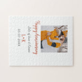 Modern boho happy anniversary naam toevoegen datum legpuzzel (Horizontaal)