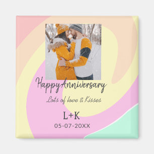 Modern boho happy anniversary naam toevoegen datum magneet