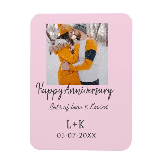 Modern boho happy anniversary naam toevoegen datum magneet (Verticaal)