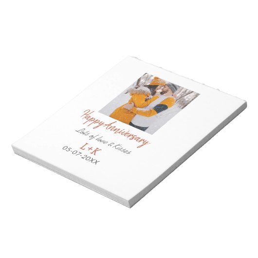 Modern boho happy anniversary naam toevoegen datum notitieblok (Linkerzijde)