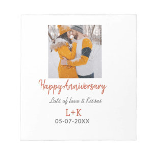 Modern boho happy anniversary naam toevoegen datum notitieblok