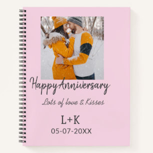 Modern boho happy anniversary naam toevoegen datum notitieboek