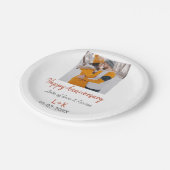 Modern boho happy anniversary naam toevoegen datum papieren bordje (Gekanteld)