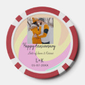 Modern boho happy anniversary naam toevoegen datum poker chips (Achterkant)