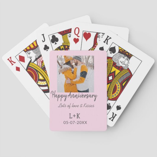 Modern boho happy anniversary naam toevoegen datum pokerkaarten (Achterkant)