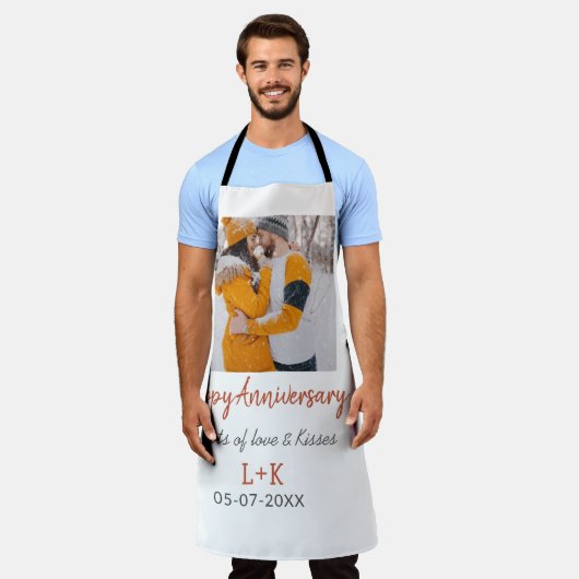 Modern boho happy anniversary naam toevoegen datum schort (Gedragen)