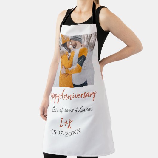 Modern boho happy anniversary naam toevoegen datum schort (Insitu)