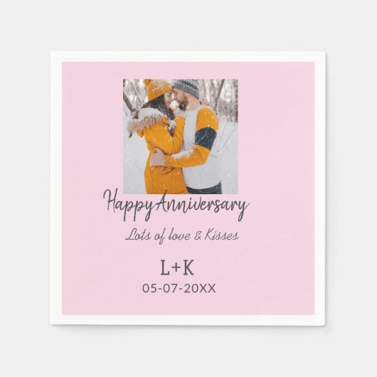Modern boho happy anniversary naam toevoegen datum servet (Voorkant)