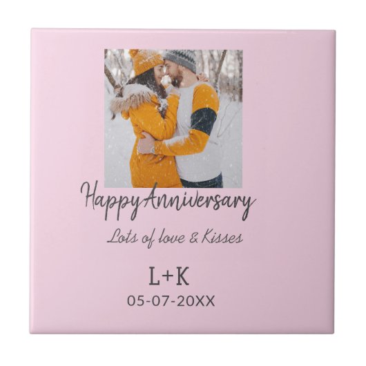 Modern boho happy anniversary naam toevoegen datum tegeltje (Voorkant)