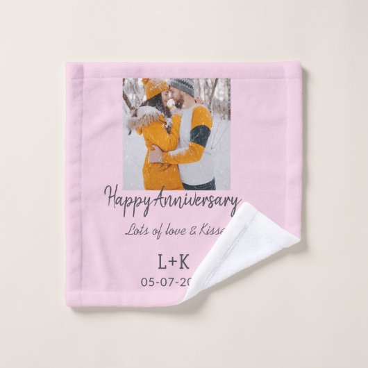 Modern boho happy anniversary naam toevoegen datum washandje (Wasdoekje)