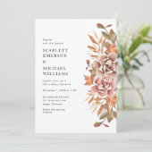 Modern Boho Herfst Floral Wedding Kaart (Staand voorkant)