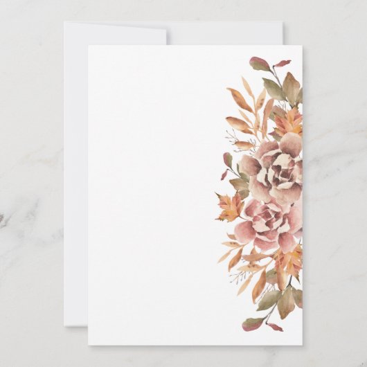 Modern Boho Herfst Floral Wedding Kaart (Achterkant)