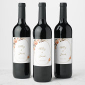 Modern Boho Herfst Floral Wedding Wine Labels Wijn Etiket (Flessen)