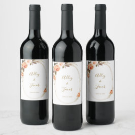 Modern Boho Herfst Floral Wedding Wine Labels Wijn Etiket
