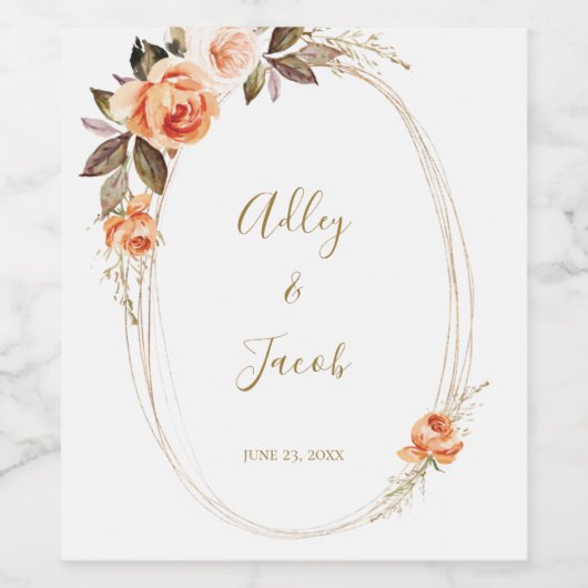 Modern Boho Herfst Floral Wedding Wine Labels Wijn Etiket (Enkel label)
