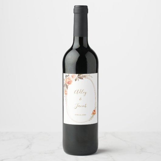 Modern Boho Herfst Floral Wedding Wine Labels Wijn Etiket (Voorkant)