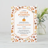 Modern Boho Herfst/Herfst Pompoen Baby shower Invi Kaart (Staand voorkant)