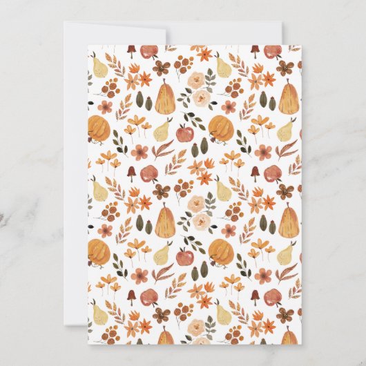 Modern Boho Herfst/Herfst Pompoen Baby shower Invi Kaart (Achterkant)