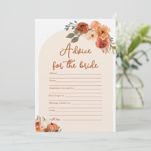 Modern Boho Herfst Pompoen Advies voor de bruid sp Kaart (Staand voorkant)