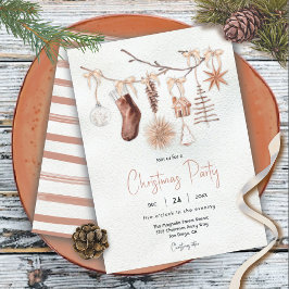 Modern Boho Holiday Kerstparty Branch Kaart