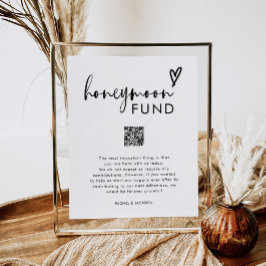 Modern Boho Honeymoon Fund QR Wishing Well Sign Poster