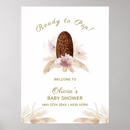 Modern Boho Ice Cream Popcicle Baby shower Welkom Poster (Voorkant)