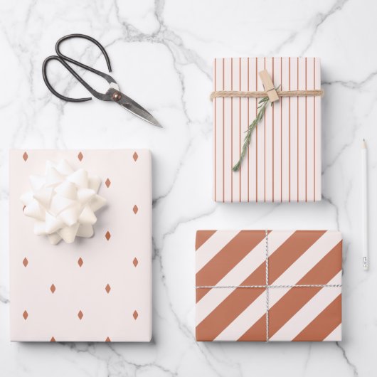 Modern Boho Inpakpapier 3 stuks Roest Neutraal Vel (Voorkant)