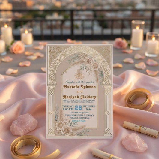 Modern Boho Islamic Nikkah Ceremony Kaart