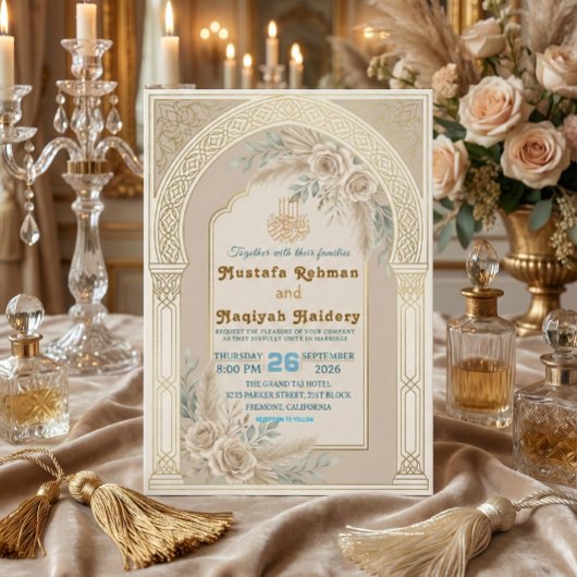Modern Boho Islamic Nikkah Ceremony Kaart