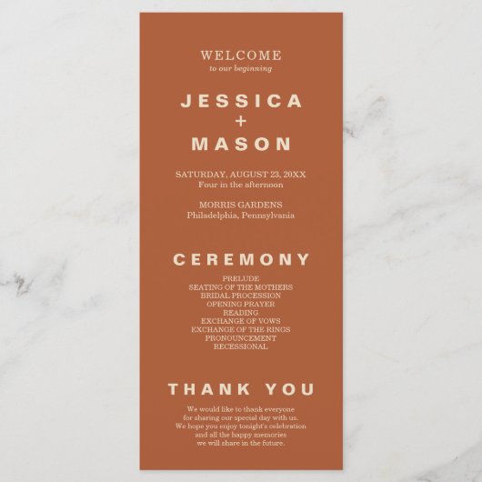 Modern Boho Jewel Earth Tone Program Flyer Programmakaart (Voorkant)