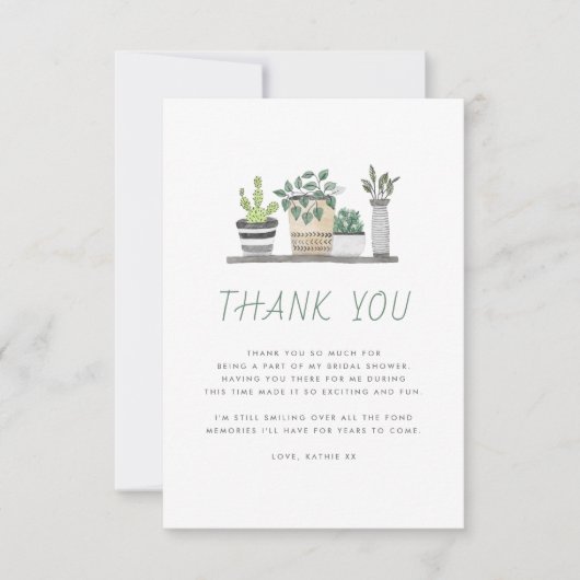 Modern Boho kamerplanten Vrijgezellenfeest Dank u Bedankkaart (Voorkant)