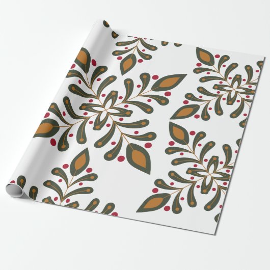 Modern Boho kerst inpakpapier (Uitgerold)
