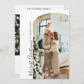 Modern Boho-kerstkaart met foto-ingang Feestdagenkaart (Voorkant / Achterkant)