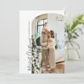 Modern Boho-kerstkaart met foto-ingang Feestdagenkaart (Staand voorkant)