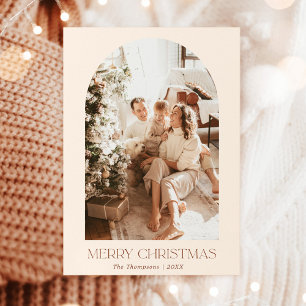 Modern Boho-kerstkaart Terracotta-fotokaart Kaart