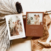 Modern Boho-kerstkaart | Terracotta-fotokaart Kaart