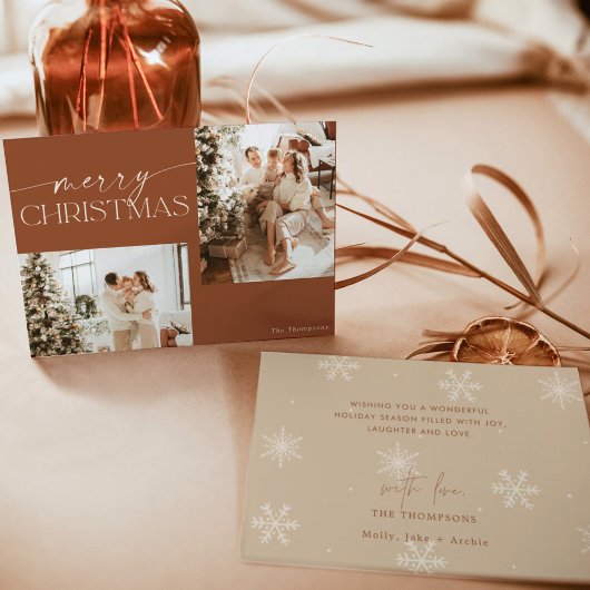 Modern Boho-kerstkaart | Terracotta Holiday Kaart