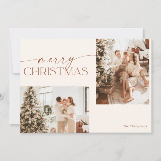 Modern Boho-kerstkaart | Terracotta Holiday Kaart (Voorkant)