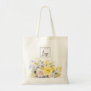 Modern Boho Kleurrijk Roos Bloemen Bedrijf Logo Tote Bag