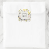 Modern Boho Kleurrijk Roos Bloemen Logo Business Vierkante Sticker (Tas)