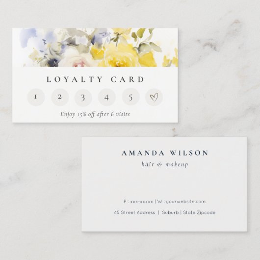 Modern Boho Kleurrijk Roos Floral 6 Punch Loyalite Visitekaartje (Voorkant / Achterkant)