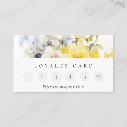 Modern Boho Kleurrijk Roos Floral 6 Punch Loyalite Visitekaartje (Voorkant)