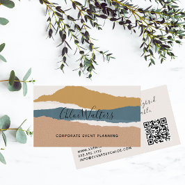 Modern boho landschap met QR-code Visitekaartje