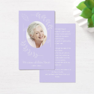 Modern Boho Lavender Paarse Photo Funeral Card Visitekaartje