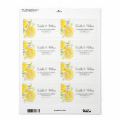 Modern Boho Lemon Branch Summer Wedding Address Etiket (Full Sheet)