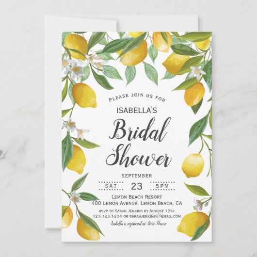 Modern Boho Lemon Summer Bridal Shower Kaart (Voorkant)